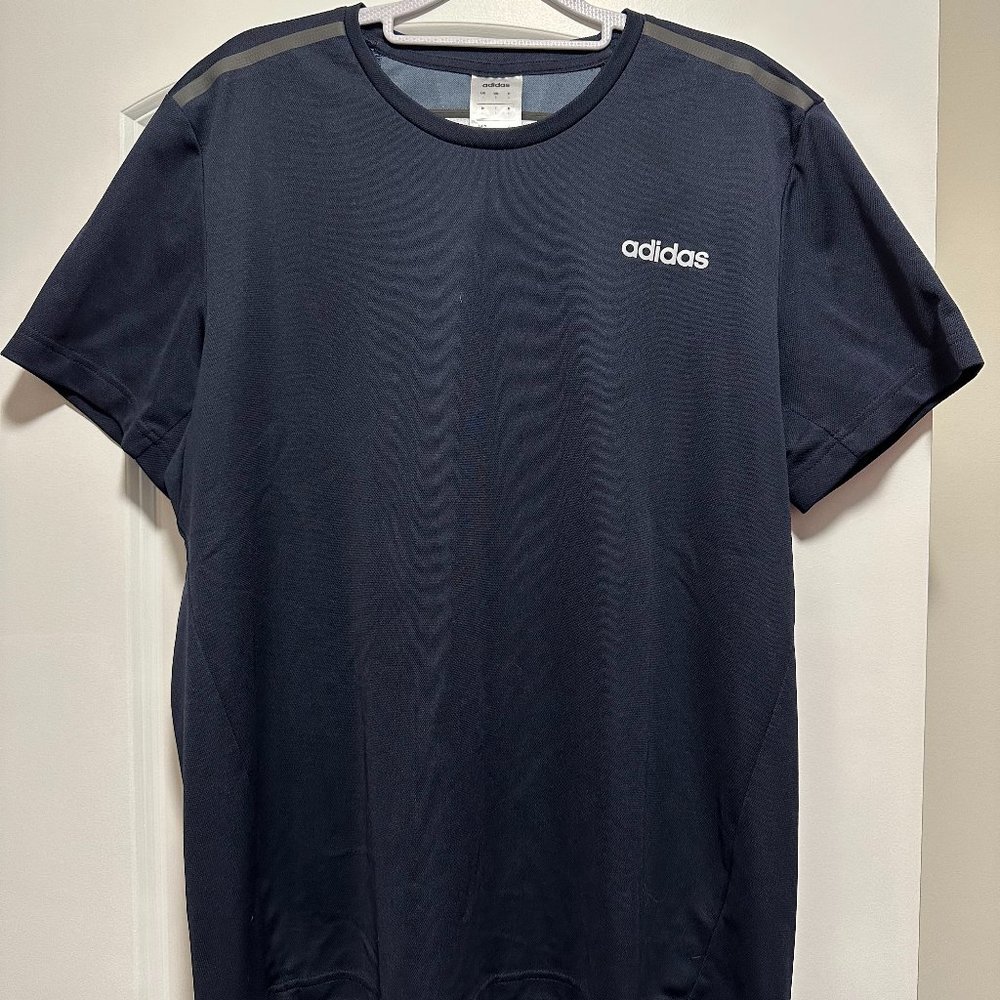 Adidas Men's T-Shirt Tennis Gym Workout L Blue/Gray Climalite